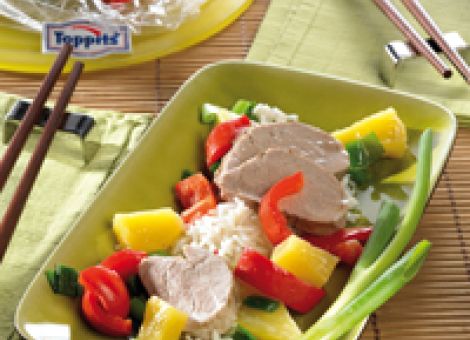 Asiatisch mariniertes Schweinefilet süß-sauer
