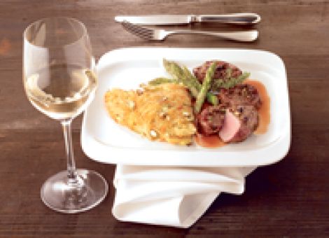 Maibockrücken mit Spargelrösti