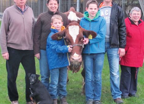 Als erste Kuh des landwirtschaftlichen Betriebes von Bernd Jungermann in Edertal-Mehlen im Landkreis Waldeck-Frankenberg reiht sich die rotbunte Holsteinkuh Minka in den Club der Dauerleistungskühe ein. Die Rubens RF-Tochter ist im Betrieb Jungermann geboren, hat im September 2005 zum ersten Mal gekalbt und bisher acht Kälber zur Welt gebracht. Mit einer durchschnittlichen Laktationsleistung von 11 514 kg Milch mit 4,37 Prozent Fett und 3,29 Prozent Eiweiß gehört Minka nicht nur zu den besten Kühen in ihrer Herde, sondern sie war auch schon in der Top-Liste der zehn besten rotbunten Kühen Hessens vertreten. In der ersten Laktation wurde sie mit 83 Punkten bewertet und ist nach Aussage der Züchter niemals negativ in der Herde aufgefal­len. Die hessischen Rinderzüchter gratulieren der Familie Jungermann zu diesem Erfolg. 
Text/Foto: Ute Ermentraudt, LLH Korbach