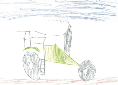 Ganz wunderbar gelungen ist auch dieses schöne Bild. Ihr seht da­rauf einen AgroXtra von Deutz. Franz (6 Jahre) aus Seidenroth hat es gemalt.