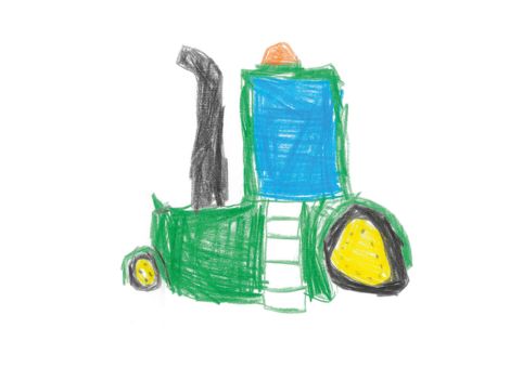 Sehr gefallen hat uns auch dieser John-Deere-Schlepper. Gemalt hat ihn Ina (6 Jahre) aus Calden-Fürstenwald für ihren kleinen Bruder Tim und für die Kinderseite.
