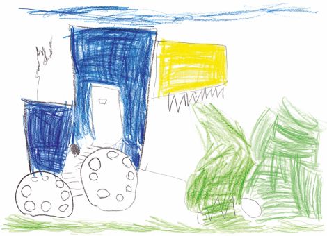 Moritz (5 Jahre) aus Metzlos-Gehaag hat uns dieses tolle Bild zugeschickt. Ihr seht darauf einen Schlepper von New Holland mit Siloblockschneider.