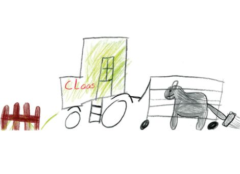 Sehr gefallen hat uns auch dieses schöne Bild von Luisa Marie (9 Jahre) aus Vöhl. Ihr seht darauf, wie ihr Papa die Kuh Resi auf eine andere Weide treibt.