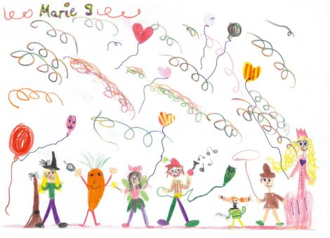 Ein wunderbares Karnevalsbild mit vielen Kindern in fantasievollen Kostümen hat uns Marie (9 Jahre) aus Neukirchen-Hauptschwenda zugeschickt.