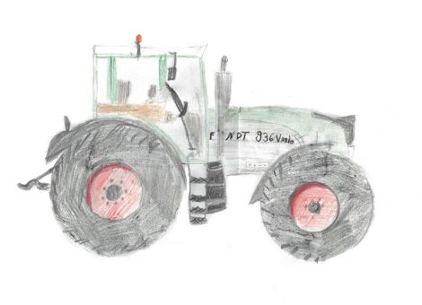 Auf diesem schönen Bild seht ihr einen Fendt 936 Vario. Maria (11 Jahre) aus Homberg-Roppershain hat das tolle Kunstwerk gemalt.