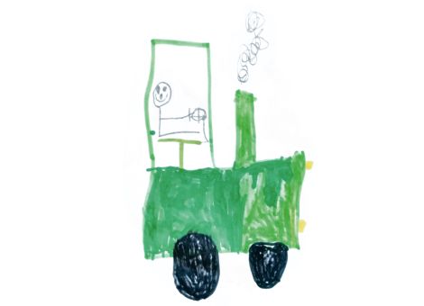 Anton (6 Jahre) aus Großkarlbach hat dieses tolle Bild für die Kinderseite gemalt. Ihr seht darauf einen Traktor von Deutz-Fahr, und in dem Traktor sitzt Antons Opa.