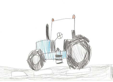 Selinas kleiner Bruder Julian liebt Traktoren. Für ihn und die Kinderseite hat sie diesen tollen Traktor von New Holland gemalt. Selina aus Lindenfels ist 6 Jahre alt.