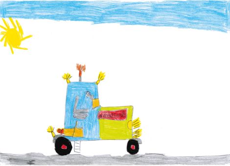 Jannick (8 Jahre) aus Bürstadt hat einen Traktor der Marke Fendt als Vorlage genommen und ihn vor allem farblich ganz neu gestaltet. Auf diese Weise ist ein einmalig schönes Modell entstanden. 