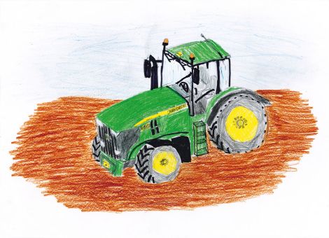Diesen tollen John Deere 6175R hat Johan (10 Jahre) aus Sinntal-Weichersbach täuschend echt in 3D-Ansicht gemalt.