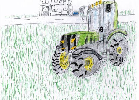 Diesen tollen Deutz-Schlepper hat Laura (7 Jahre) aus Langgöns für die Kinderseite gemalt. Im Hintergrund seht ihr eine Werkstatt.